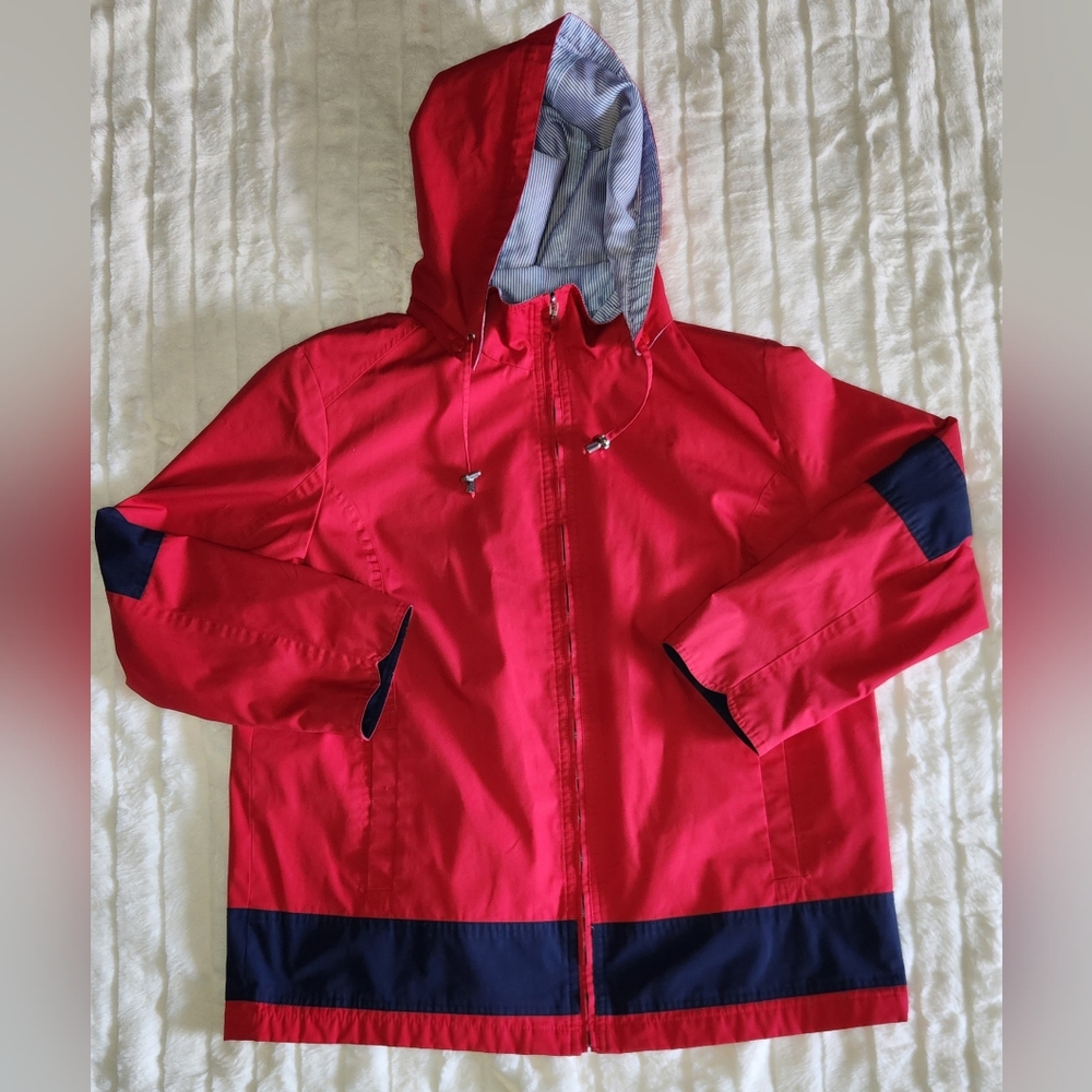 Mackintosh New England Jacket Women's Red/Blue Hooded Full Zip Jacket Size XL
